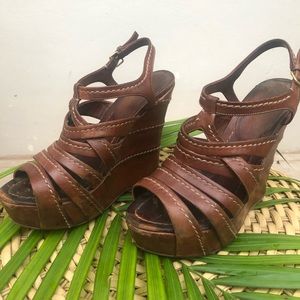 Miu Miu Tanned Leather Wedges